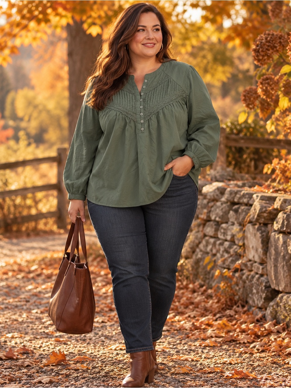 Torrid Olive Green Pintuck Lace Detail Cotton Blouse Size 1